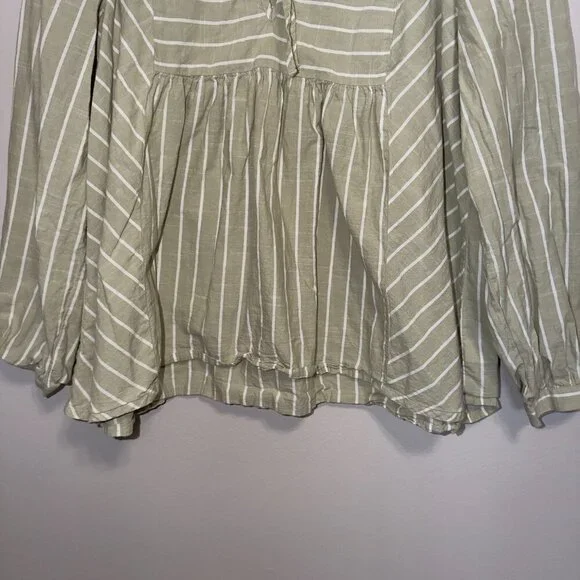 Lucky Brand Womens Striped Peasant Blouse Size Large Long Sleeve - Picture 4 of 7
